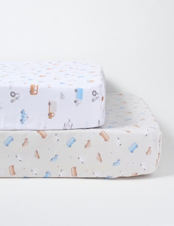 Teeny Weeny Flannelette Cot Fitted Sheet, 2-Pack, Travel product photo
