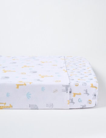 Teeny Weeny Flannelette Cot Fitted & Flat Sheet Set, Jungle product photo