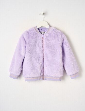 Mac & Ellie Faux Fur Bomber Jacket, Lavender product photo