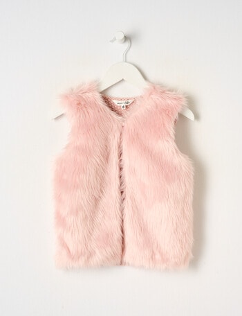 Mac & Ellie Knit Faux Fur Vest, Dusty Pink product photo