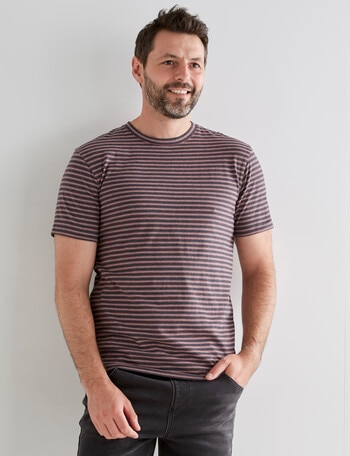 Chisel Stripes Ultimate Crew Tee, Charcoal Marle product photo