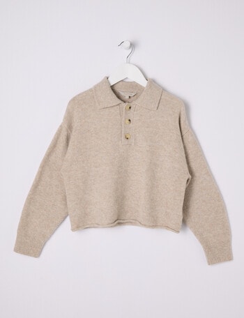 Switch Polo Jumper, Oat Marle product photo