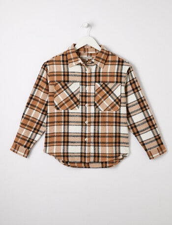 Switch Brushed Cotton Check Shirt, Natural product photo