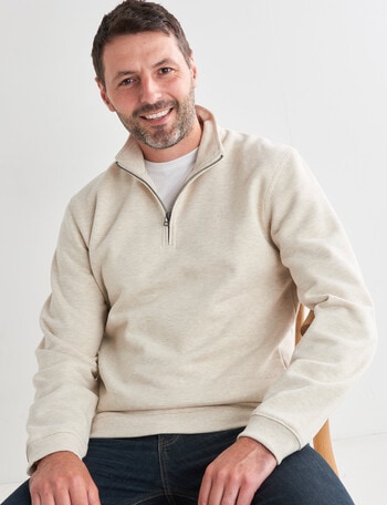 Chisel Miller 1/4 Zip Fleece Sweater, Natural Marle product photo