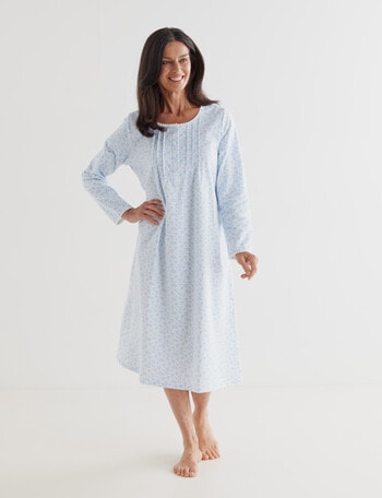 Ruby & Bloom Ditsy Flan Nightie, Pale Blue, 10-20 product photo