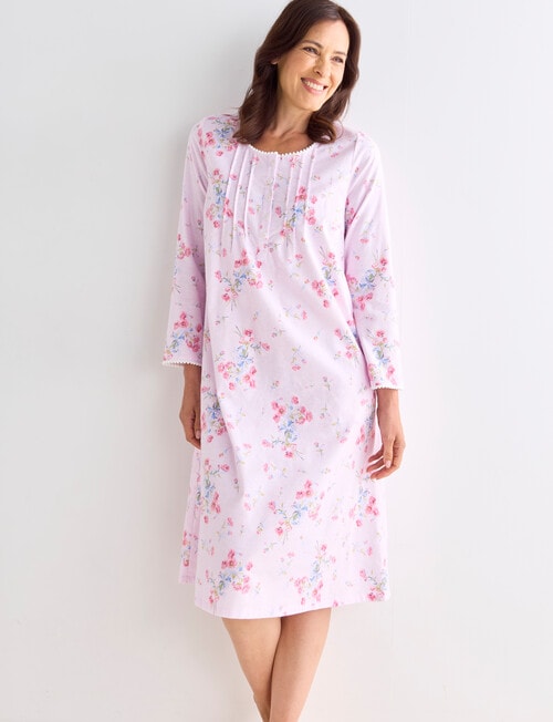 Ruby & Bloom Plus Flan Nightie, Pink Bouquet, 10-26 product photo View 03 L