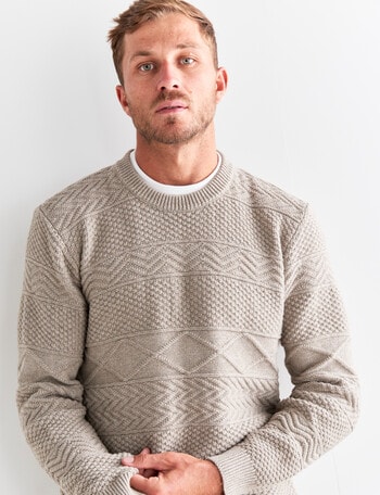 Gasoline Cable Lakes Crew Jumper, Wheat product photo