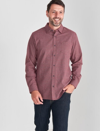 Chisel Mini Check Long Sleeve Shirt, Burgundy product photo