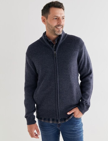 Chisel Zip Through Sweater, Blue Marle product photo