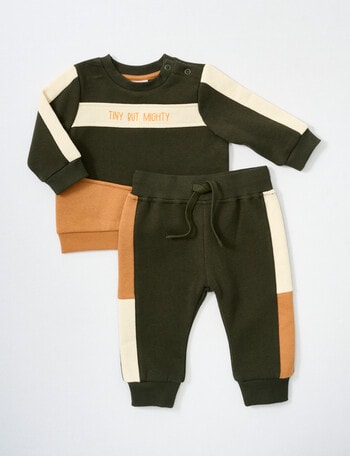 Teeny Weeny Spliced Fleece Track Suit Set, 2-Piece, Racing Green product photo