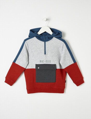 Mac & Ellie Colour Block 1/4 Zip Hoodie, Grey Marle product photo