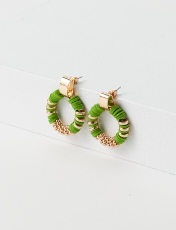 Whistle Accessories Circle Beaded Earrings, Jade product photo
