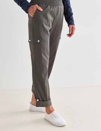 Ella J Tie Front Relaxed Pant, Khaki product photo