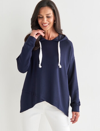 Ella J Cross Front Sweatshirt Hoodie, Navy product photo