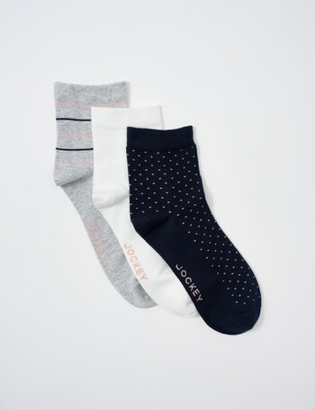 Jockey Woman Cotton Anklet Socks, 3- Pack, Grey, White & Mccool, 3-11 product photo