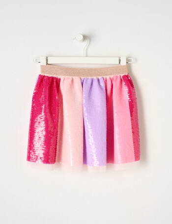 Mac & Ellie Sequin Panel Skirt, Pink Multi product photo
