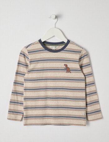 Mac & Ellie Stripe Long Sleeve T-Shirt, Oat Marle product photo