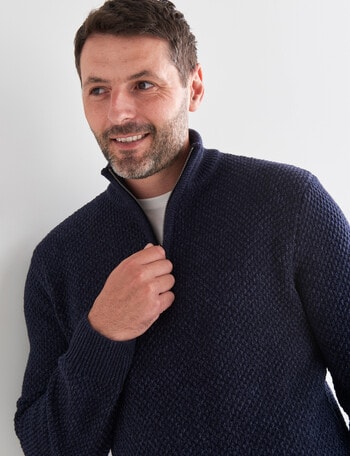 Chisel 1/4 Zip Textured Sweater, Navy Marle product photo
