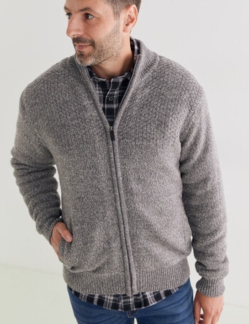 Chisel Zip Through Sweater, Natural Marle product photo