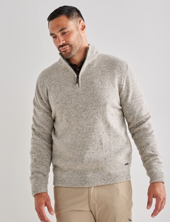 Kauri Trail Dylan Quarter Zip Sweater, Natural Marle product photo