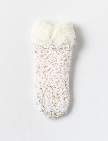 Simon De Winter Sherpa Lined Home Socks, Neutrals product photo
