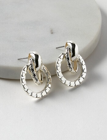 Whistle Accessories Interlock Round Earrings, Imitation Silver product photo