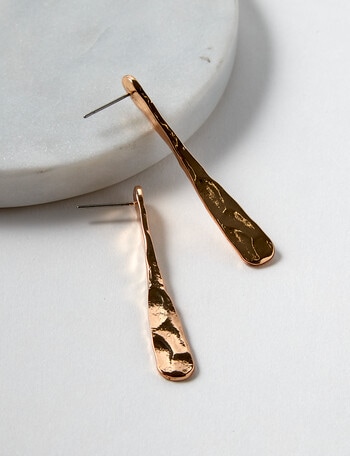 Whistle Accessories Linear Molten Drop Earring, Imitation Gold product photo