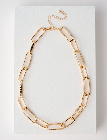 Whistle Accessories Chunky Textured Link Necklace, Imitation Gold product photo