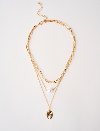 Whistle Accessories Layered Molten Pendant Necklace, GImitation Gold product photo