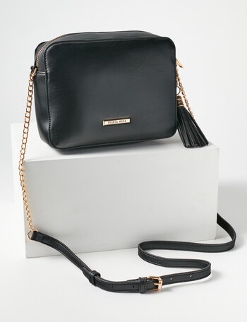 Pronta Moda Quilted Mary-Jane Crossbody Bag, Black product photo