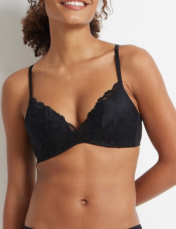 Perfects Wirefree Bra with Lace Cups, Black, A-D product photo
