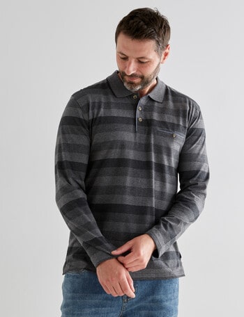 Chisel Engineered Long Sleeve Polo Shirt, Charmarle Stripe product photo