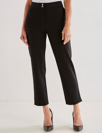 Ella J 7/8th Shorter Length Ponte Trouser, Black product photo