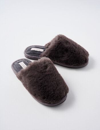 Mineral Lounge Fluffy Scuff Slippers, Granite product photo