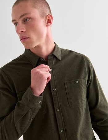 Tarnish Long Sleeve Twill Shirt, Khaki product photo