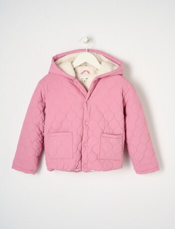Mac & Ellie Quilted Hooded Jacket, Cerise product photo