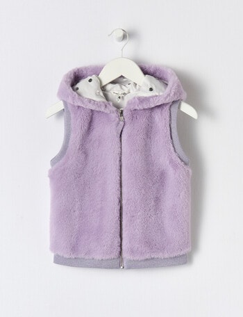 Mac & Ellie Faux Fur Hooded Vest, Lavender product photo