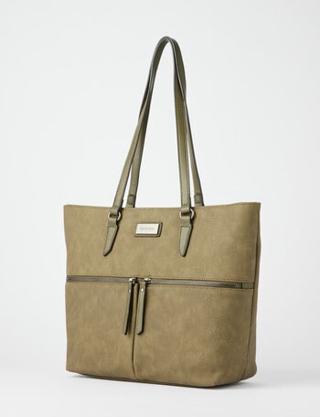 Pronta Moda Front Zip Tote Bag, Olive product photo