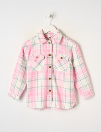 Mac & Ellie Long Sleeve Check Overshirt, Pink Check product photo
