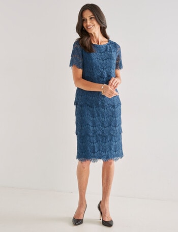 Ella J Layered Laces Dress, Petrel product photo