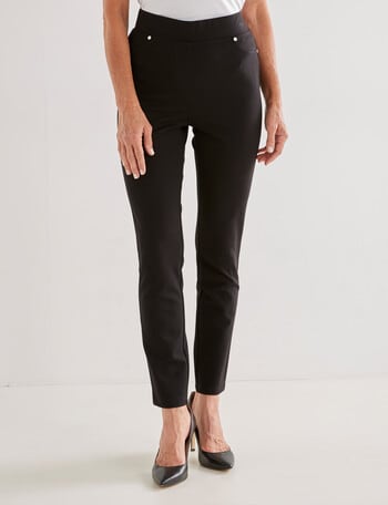 Ella J Ponte Slim Leg Jean, Black product photo