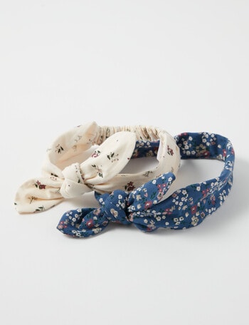 Teeny Weeny Headband, 2-Pack, Navy Floral & Warm White Floral product photo