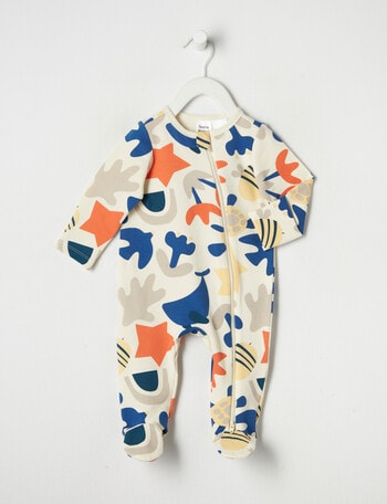 Teeny Weeny Sleep Abstract Shape Fleece Sleepsuit, Cream product photo