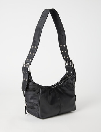 Zest Double Zip Buckle Shoulder Bag, Black product photo