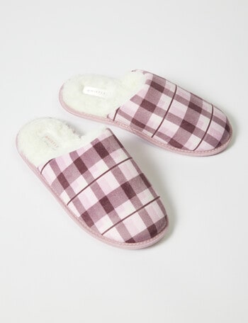 Whistle Sleep Check Flannelette Scuff, Pink product photo