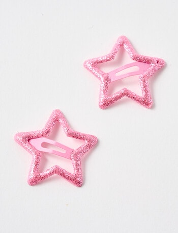 Mac & Ellie Star Clip, 2 Piece, Pink Glitter product photo