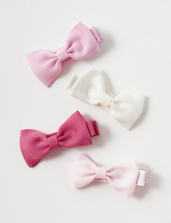 Mac & Ellie Ribbon Bow Hair Clips, 4-Pack, Pink product photo
