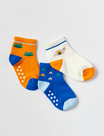 Simon De Winter Swampland Crew Sock, 3-Pack, Cream, Blue & Orange product photo