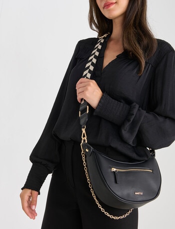 Whistle Accessories Moon Chain Crossbody Bag, Black product photo