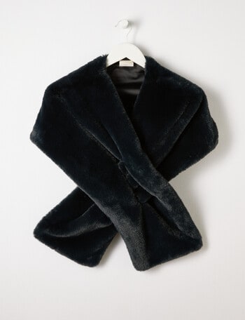 Harlow Faux Fur Evening Wrap, Navy product photo
